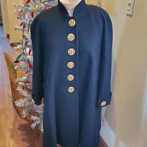 Vintage, jet black wool swing coat